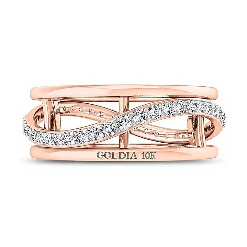 0.38 ct. Gesamtgewicht Diamant Fashion-Ring mit offener Ringschiene in Unendlichkeits-Optik in 10K Roségold