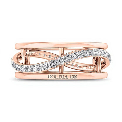 0.38 ct. Gesamtgewicht Diamant Fashion-Ring mit offener Ringschiene in Unendlichkeits-Optik in 10K Roségold