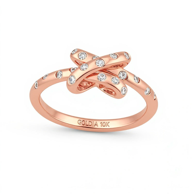 0.2 CT. Gesamtgewicht Labordiamant Bubbles-Knoten-Ring in 10K Roségold (F/SI2)
