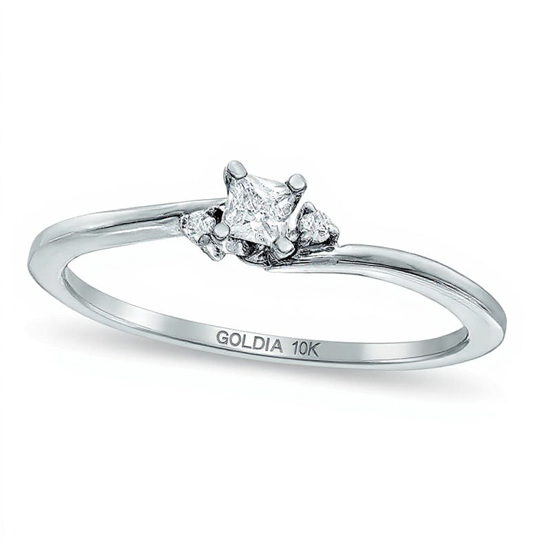 0.17 ct. Gesamtgewicht Diamant-Freundschaftsring im Princess-Schliff, Dreistein, in 10K Weißgold