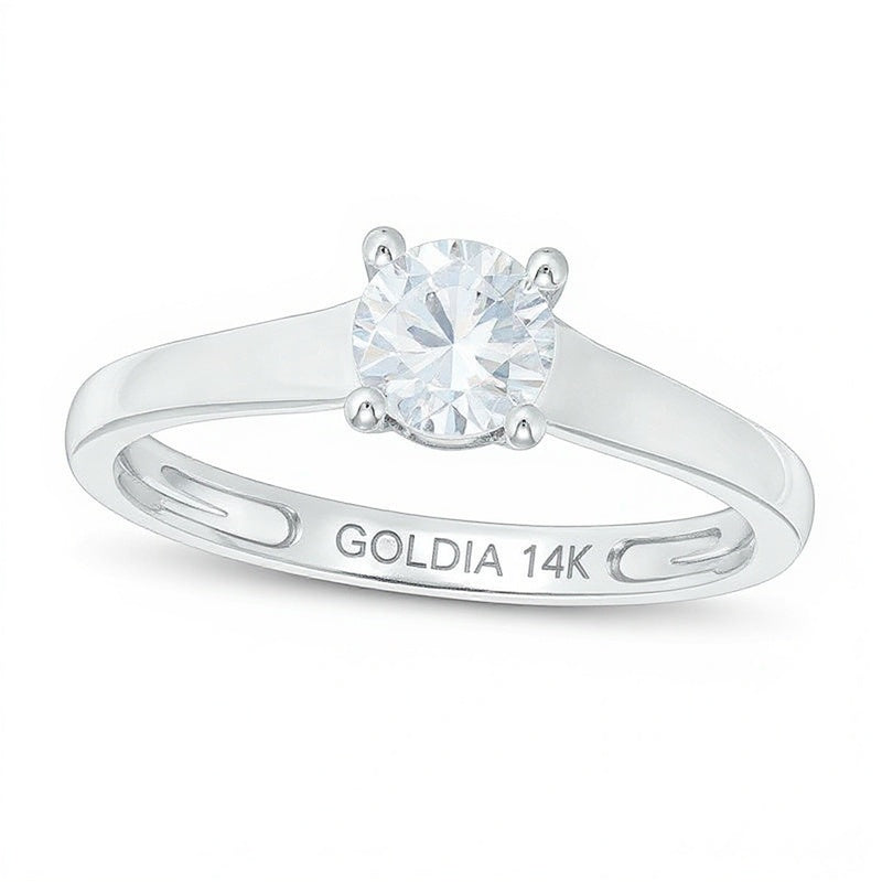 Verlobungsring für Damen mit weißen runden Diamanten in 14K Gold Two-Tone (F/I1, 0,75 ct. Gesamtgewicht)