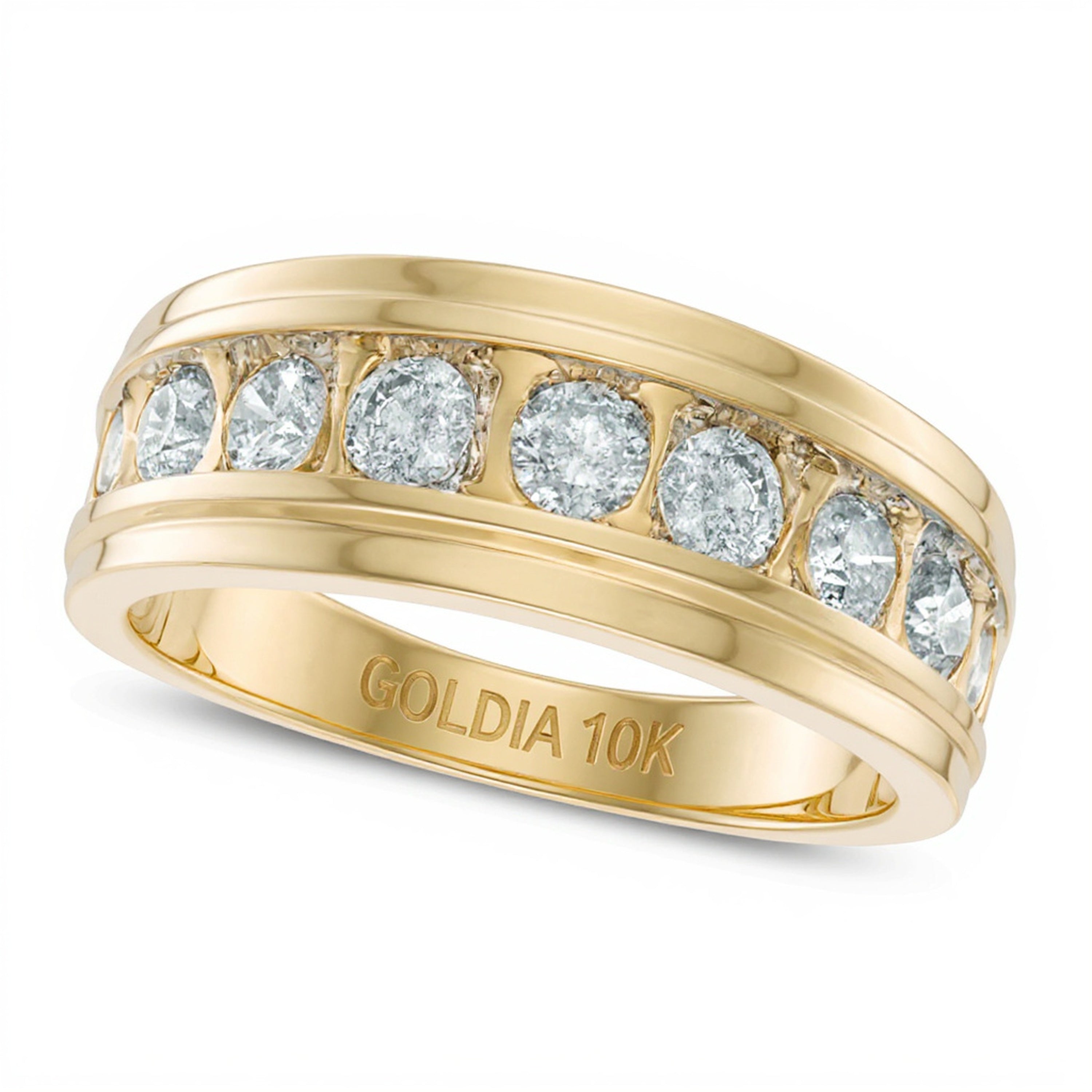 Ring mit Diamanten 1.0 ct. Gesamtgewicht und Komfortschliff in 10K Gelbgold