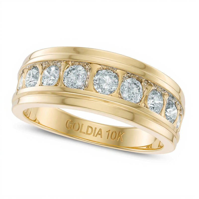 Ring mit Diamanten 1.0 ct. Gesamtgewicht und Komfortschliff in 10K Gelbgold