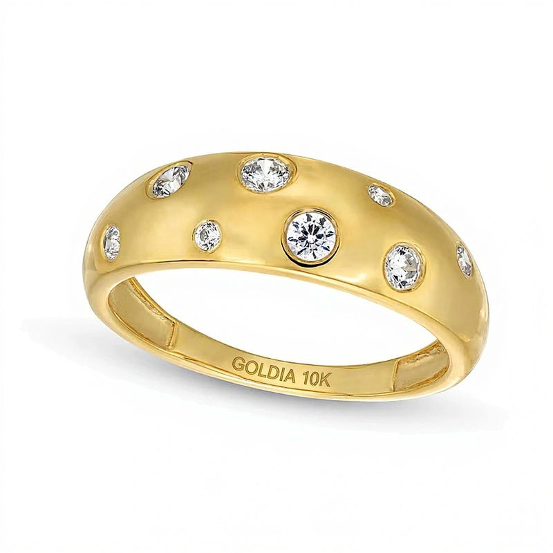0.25 ct. Gesamtgewicht Diamant-Ring mit Bubbles-Muster in 10K Gelbgold