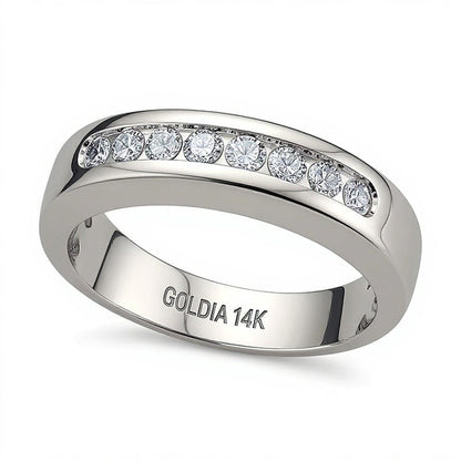 0.5 CT. Gesamtgewicht Diamant Ring mit acht Steinen kanalgefasst in 14K Weißgold
