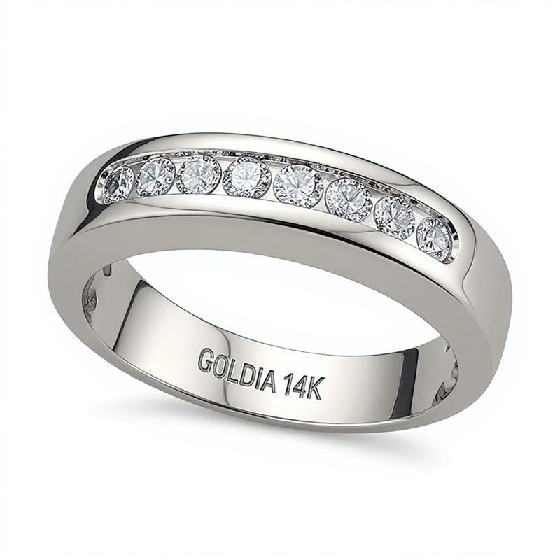 0.5 CT. Gesamtgewicht Diamant Ring mit acht Steinen kanalgefasst in 14K Weißgold