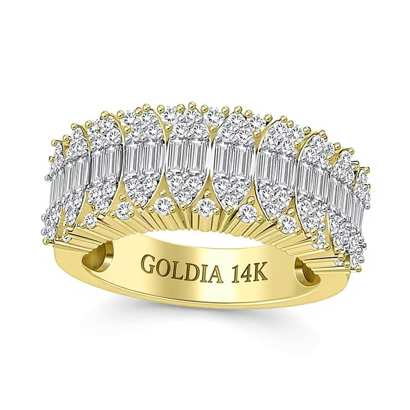Ring mit mehreren Diamanten 1.0 ct. Gesamtgewicht in 14K Gelbgold