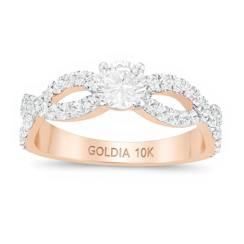 1.0 ct. Gesamtgewicht Diamant Solitär mit seitlichem Besatz Verlobungsring in 10K Roségold
