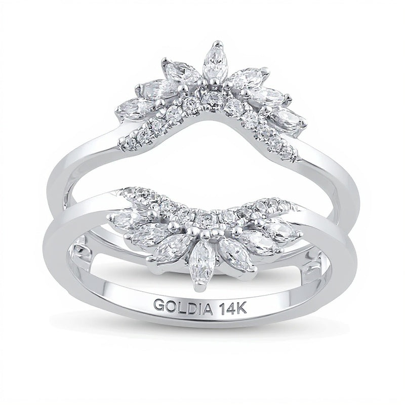 0.5 ct. Gesamtgewicht Ring mit Diamanten in Marquise und rund in 14K Weißgold