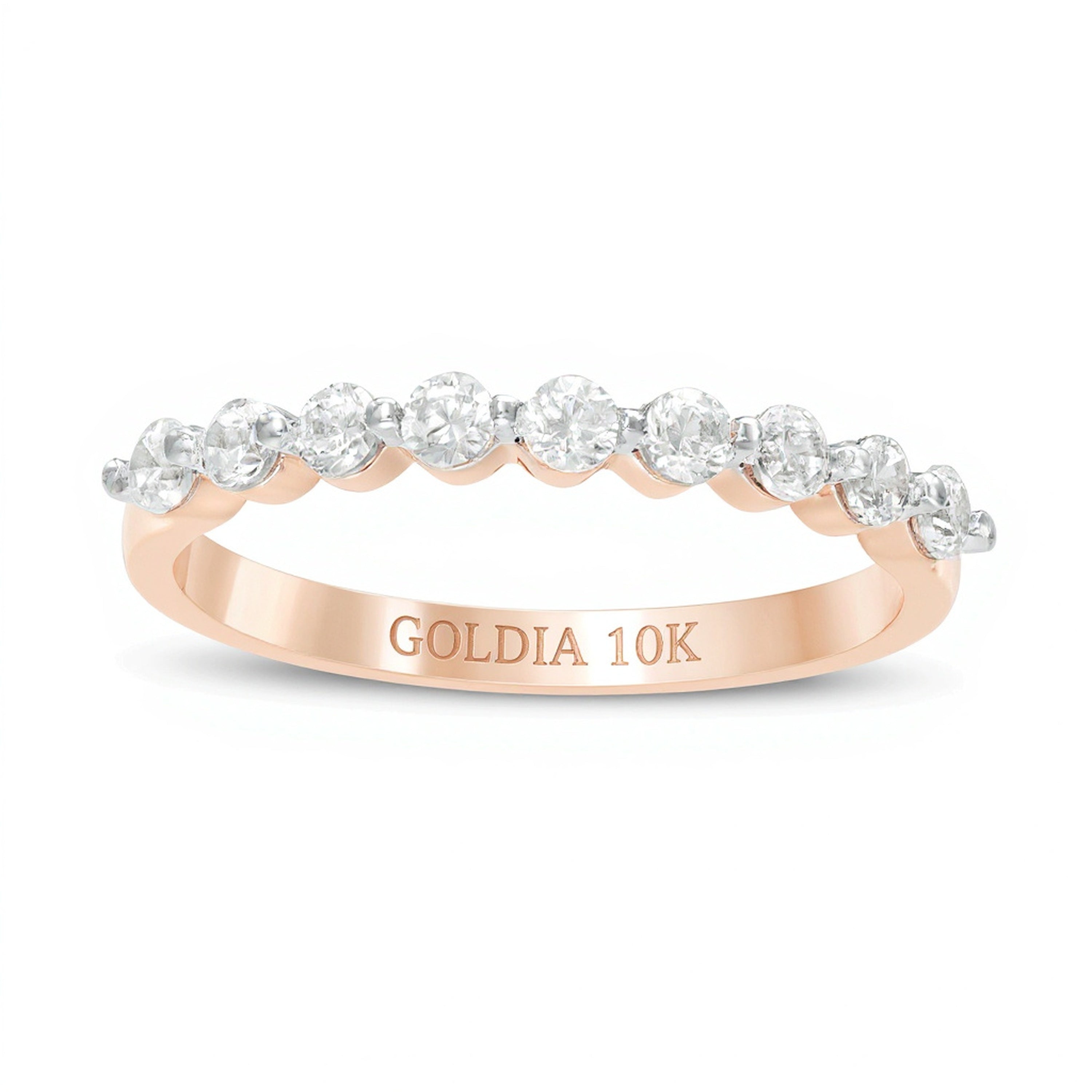 0.38 ct. Gesamtgewicht Diamant Memoire-Ring mit neun Steinen in 10K Roségold
