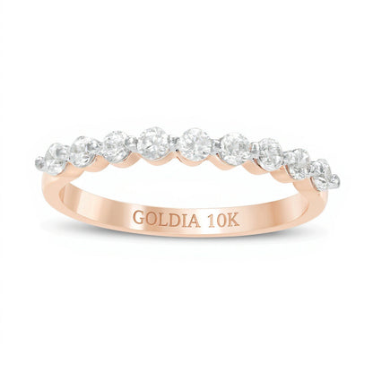0.38 ct. Gesamtgewicht Diamant Memoire-Ring mit neun Steinen in 10K Roségold
