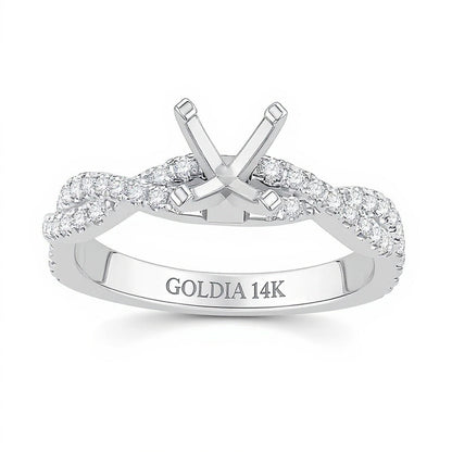0.33 ct. Gesamtgewicht Diamant Solitär-Ring mit gedrehtem Ring in 14K Weißgold