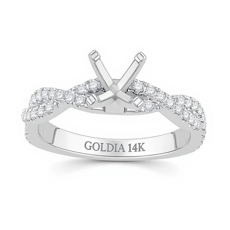 0.33 ct. Gesamtgewicht Diamant Solitär-Ring mit gedrehtem Ring in 14K Weißgold