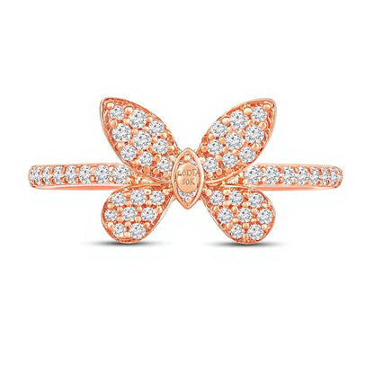 0,33 ct. Gesamtgewicht Diamant Schmetterling Fashion Ring aus 10K Roségold