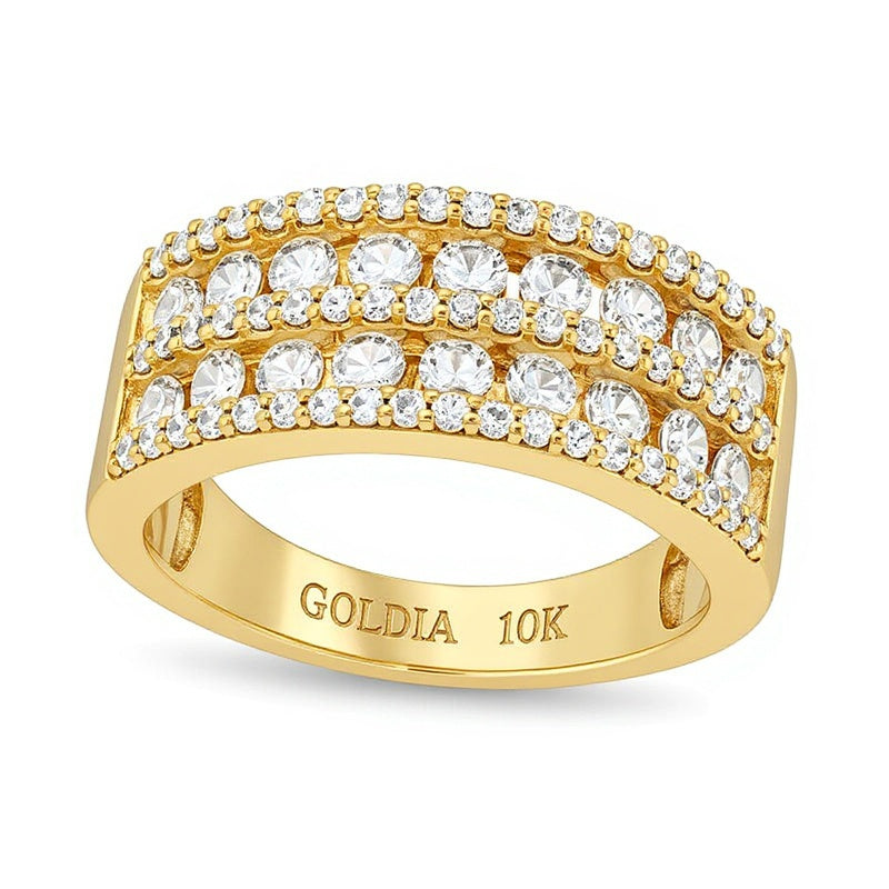 Mehrreihiger Ring mit Diamanten 1.0 ct. Gesamtgewicht in 10K Gelbgold