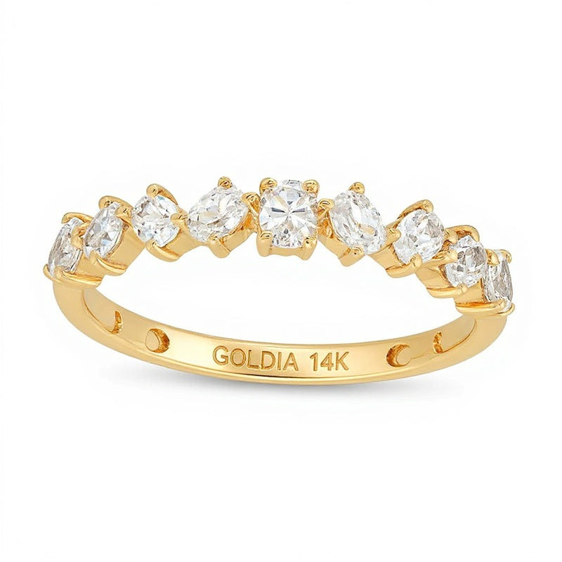 Memoire-Ring mit neun ovalen Diamanten im Wechsel, 0.5 ct. Gesamtgewicht, in 14K Gelbgold
