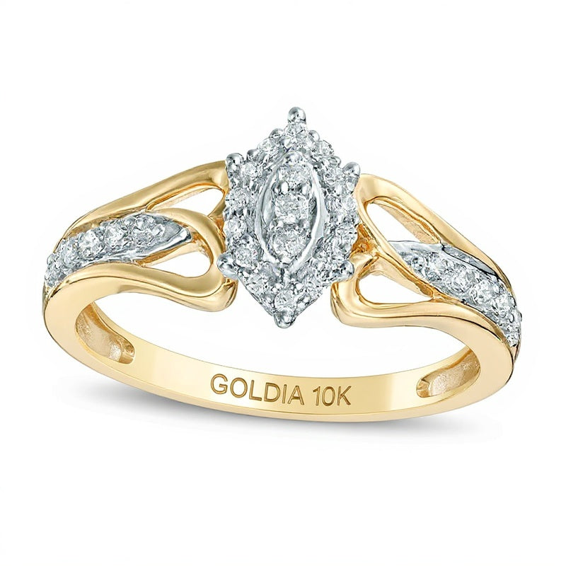 0.2 ct. Gesamtgewicht Diamant-Freundschaftsring in Marquise- und Rundschliff aus 10K Gelbgold