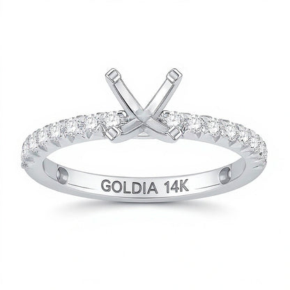 0.33 ct. Gesamtgewicht Diamant Solitär Semi-Fassung in 14K Weißgold