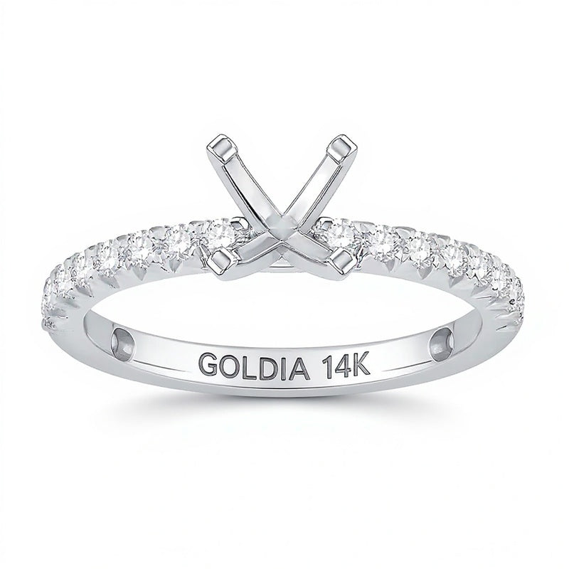 0.33 ct. Gesamtgewicht Diamant Solitär Semi-Fassung in 14K Weißgold