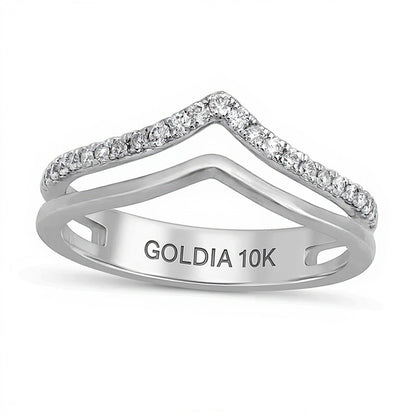0.2 ct. Gesamtgewicht Diamant Memoire-Ring im Chevron-Design in 10K Weißgold
