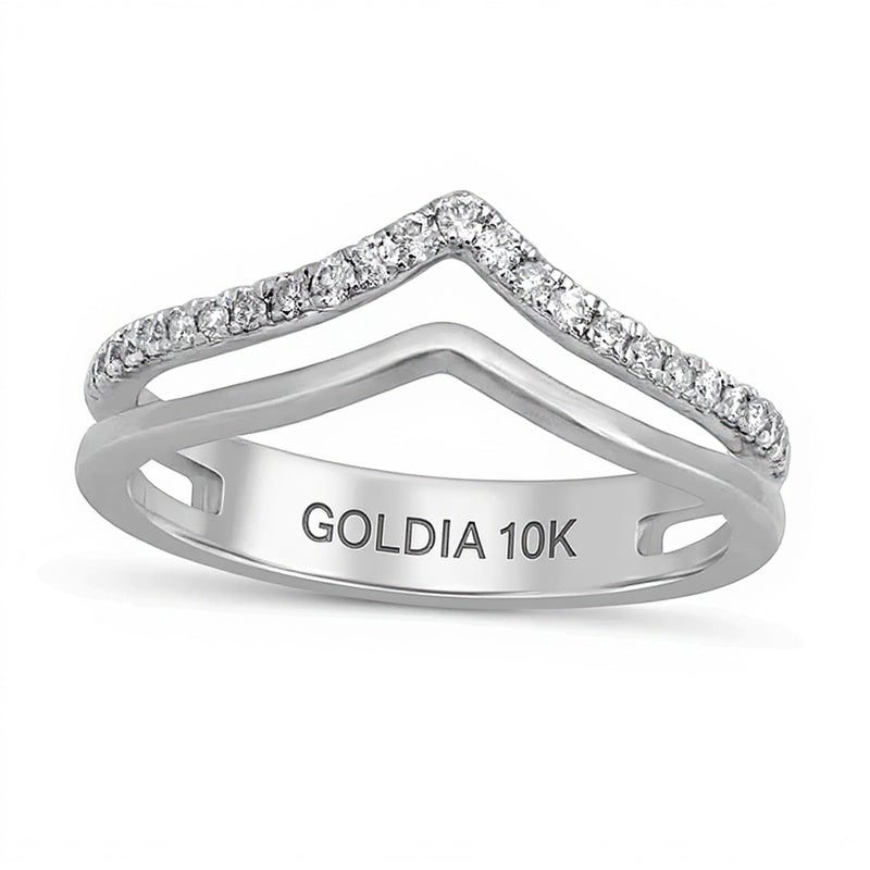 0.2 ct. Gesamtgewicht Diamant Memoire-Ring im Chevron-Design in 10K Weißgold
