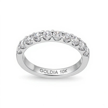 0.88 ct. Gesamtgewicht Diamant Memoire-Ring mit zehn Steinen in 10K Weißgold