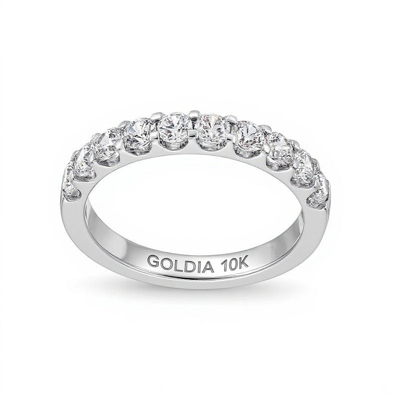 0.88 ct. Gesamtgewicht Diamant Memoire-Ring mit zehn Steinen in 10K Weißgold