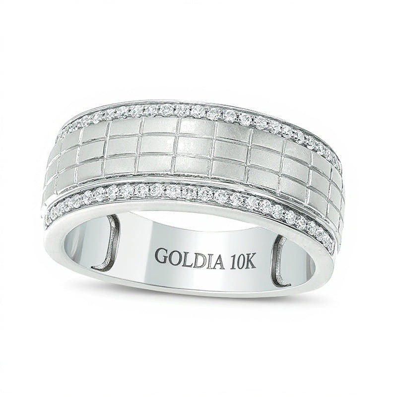 0.25 ct. Gesamtgewicht Diamant Ehering mit Gittermuster in 10K Weißgold