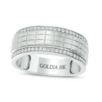 0.25 ct. Gesamtgewicht Diamant Ehering mit Gittermuster in 10K Weißgold