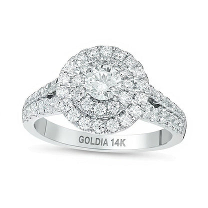 Halo-Verlobungsring mit Diamanten 1.25 ct. Gesamtgewicht in 14K Weißgold