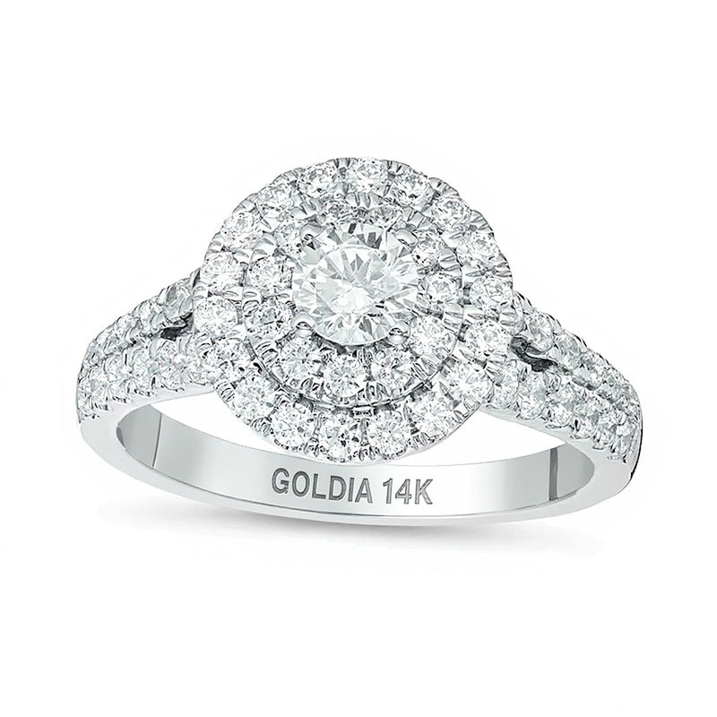 Halo-Verlobungsring mit Diamanten 1.25 ct. Gesamtgewicht in 14K Weißgold