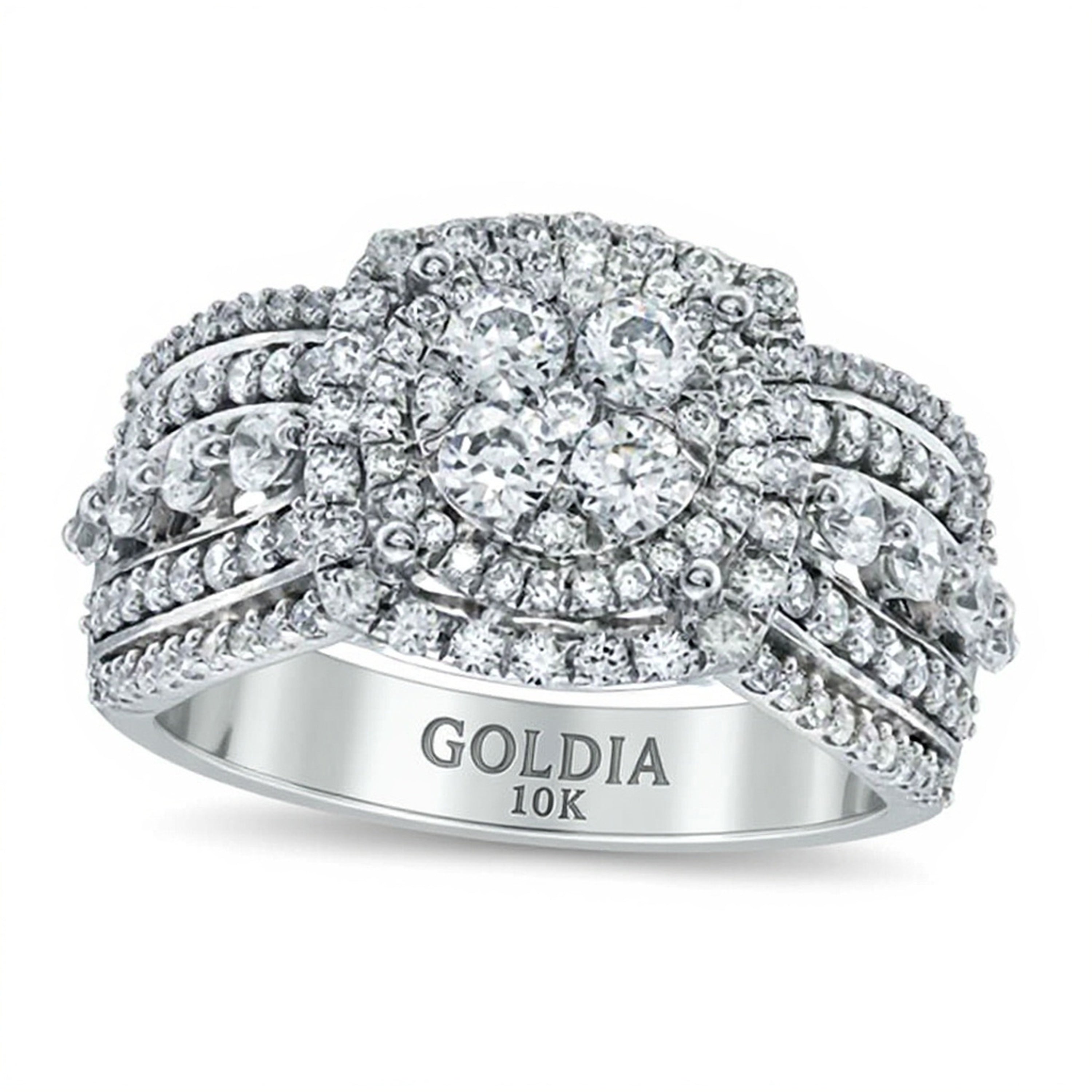 1.5 ct. Gesamtgewicht Diamant Cluster-Ring mit Halo-Rahmen in 10K Weißgold