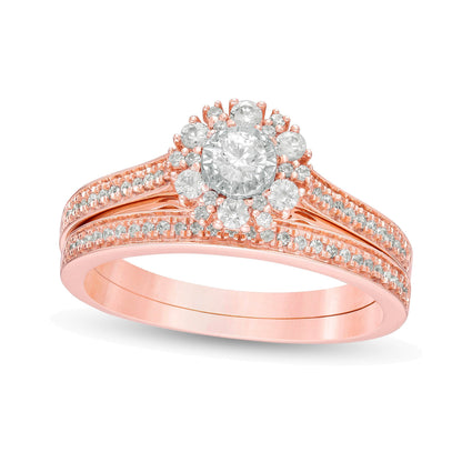 0,5 ct. Gesamtgewicht Diamant-Brautset in 10K Roségold