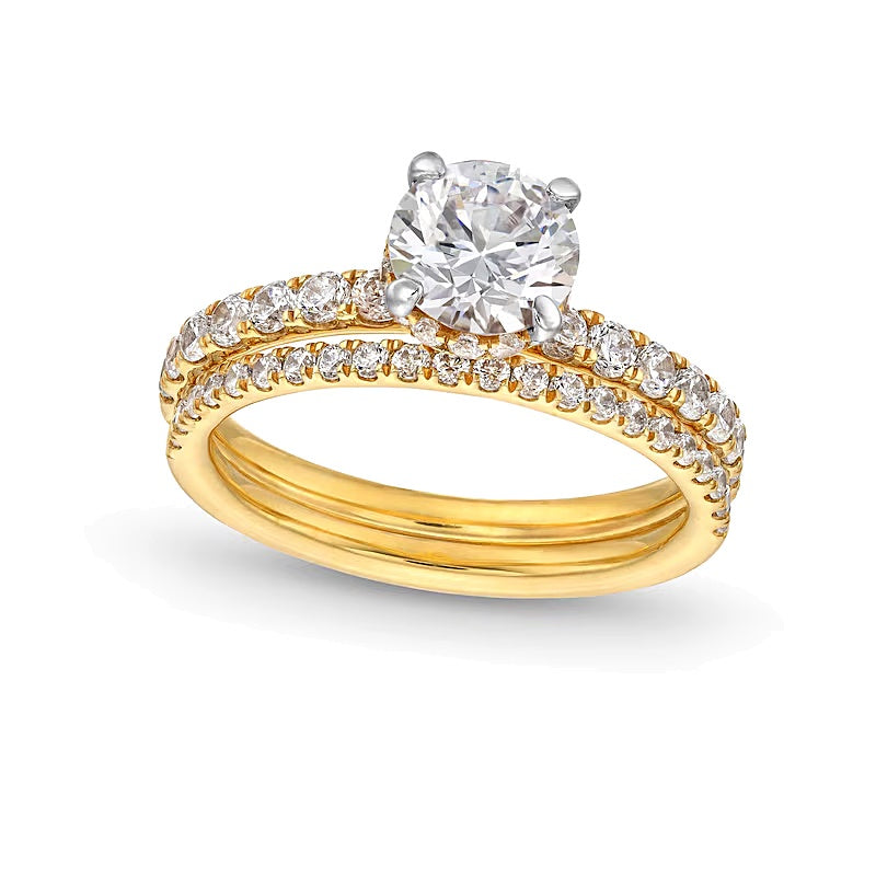 1,75 ct. Gesamtgewicht Labordiamant Brautset in 14K Gelbgold (F/SI2)