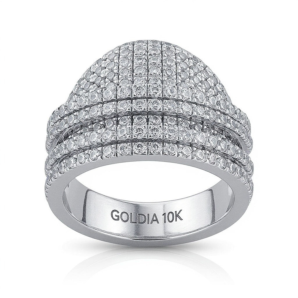 3.0 ct. Gesamtgewicht Diamant Orbit Dome Ring in 10K Weißgold