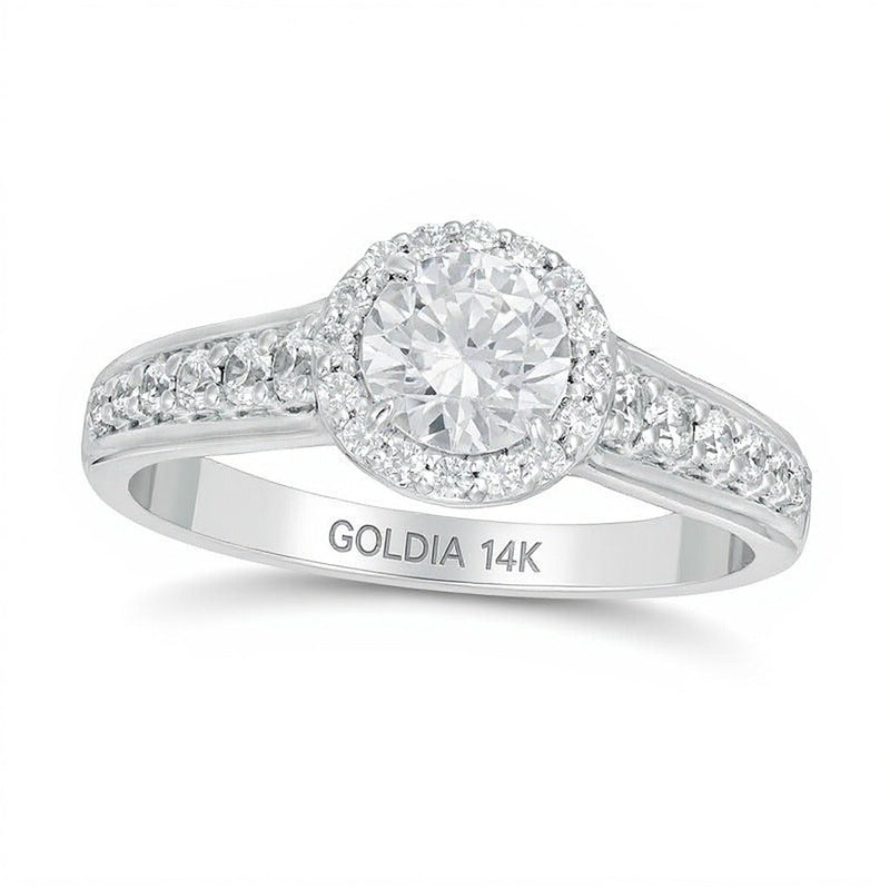1.0 CT. Gesamtgewicht Diamant-Halo-Verlobungsring in 14K Weißgold