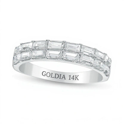1.0 ct. Gesamtgewicht Memoire-Ring mit Baguette-Diamanten, zweireihig, in 14K Weißgold