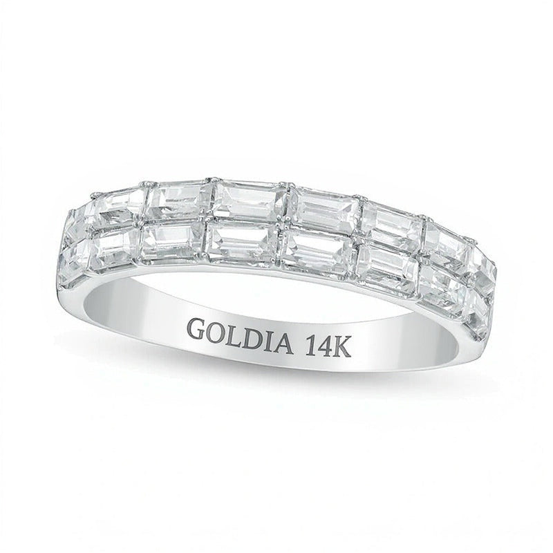 1.0 ct. Gesamtgewicht Memoire-Ring mit Baguette-Diamanten, zweireihig, in 14K Weißgold