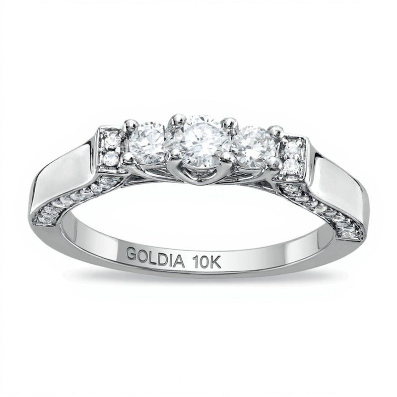 0.5 ct. Gesamtgewicht Diamant Dreistein-Ring in 10K Weißgold
