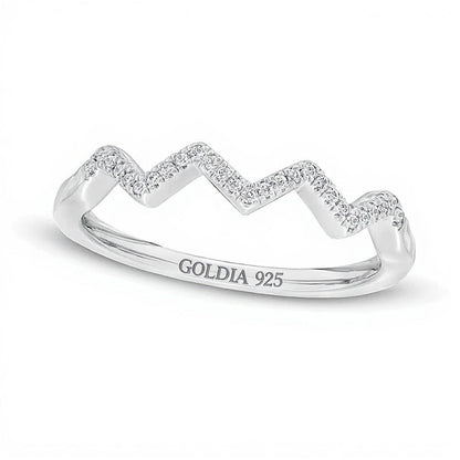 0,07 ct. Gesamtgewicht Diamant Zickzack-Ring aus rhodiniertem Sterlingsilber
