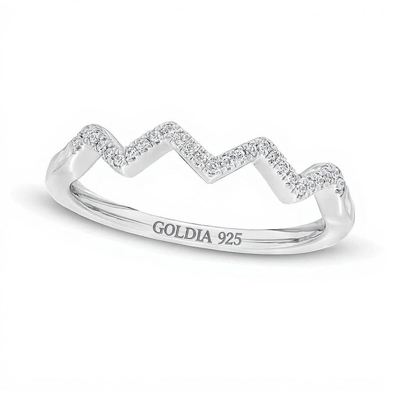 0,07 ct. Gesamtgewicht Diamant Zickzack-Ring aus rhodiniertem Sterlingsilber