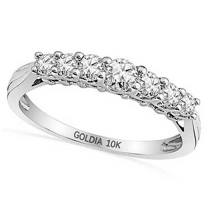 0.5 ct. Gesamtgewicht Diamant-Ehering in 10K Weißgold