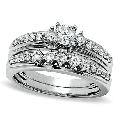 Diamant-Brautset 0.75 ct. Gesamtgewicht in 14K Weißgold