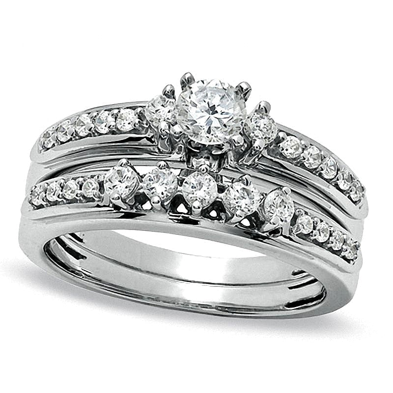 Diamant-Brautset 0.75 ct. Gesamtgewicht in 14K Weißgold