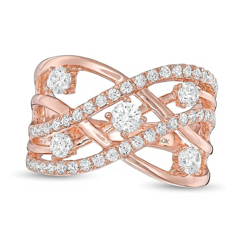 1.0 ct. Gesamtgewicht Diamant Orbit Crossover Ring in 10K Roségold
