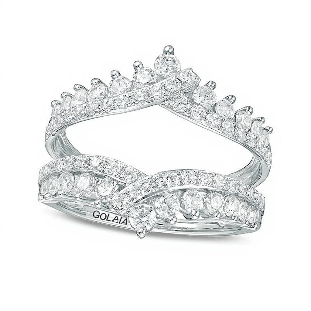 1,25 ct. Gesamtgewicht Diamant Bypass Chevron Solitär-Enhancer in 14K Weißgold