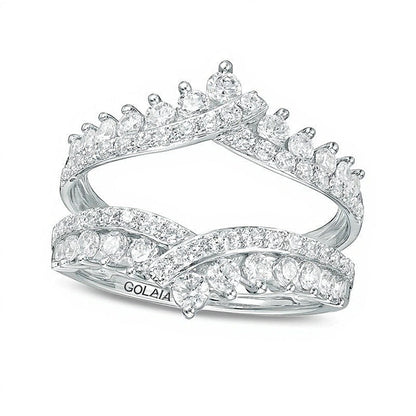1,25 ct. Gesamtgewicht Diamant Bypass Chevron Solitär-Enhancer in 14K Weißgold