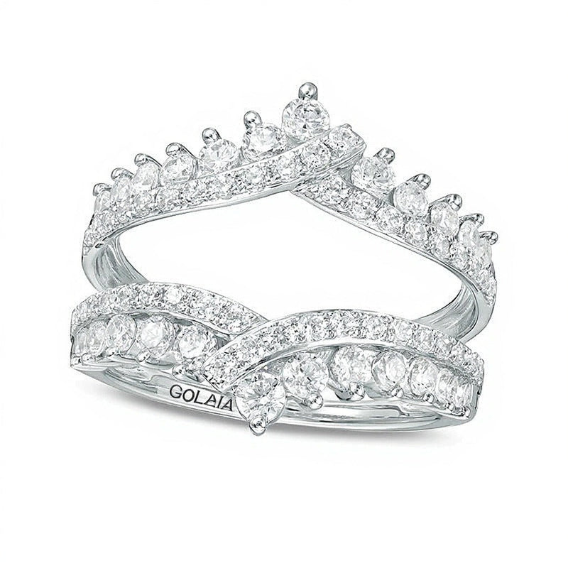 1,25 ct. Gesamtgewicht Diamant Bypass Chevron Solitär-Enhancer in 14K Weißgold