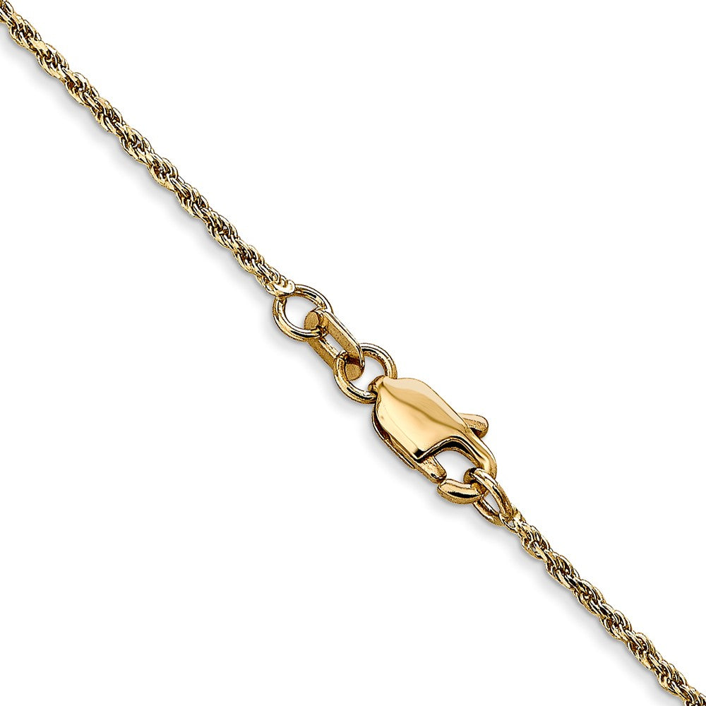 14K Gelbgold 1.15mm Diamantiert Machine Made Kordel mit Karabinerverschluss Kette Kinder Halskette