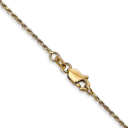14K Gelbgold 1.15mm Diamantiert Machine Made Kordel mit Karabinerverschluss Kette Kinder Halskette